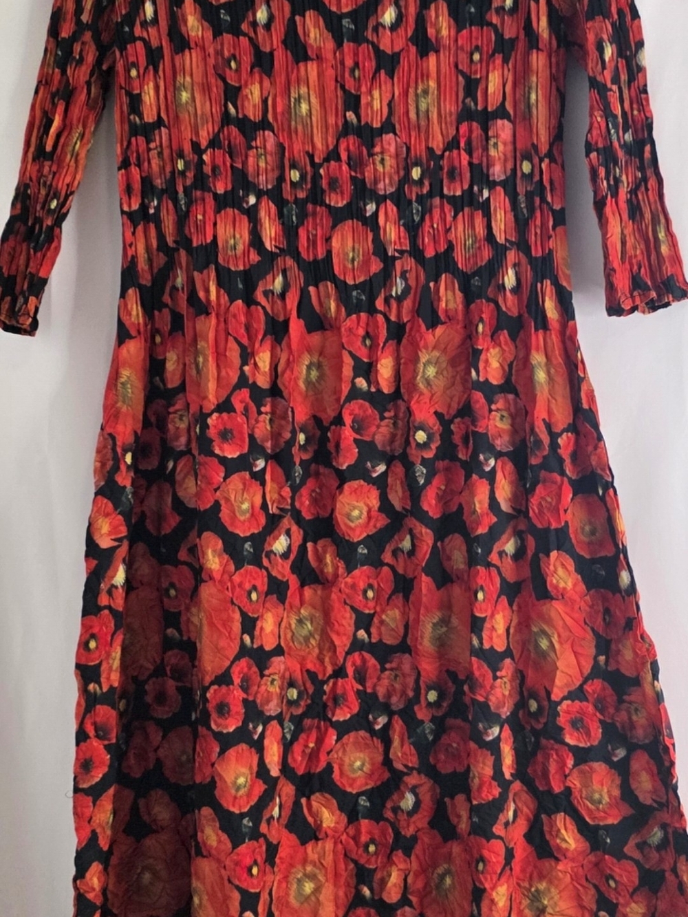 Alquema Crinkle Floral Maxi Dress | Red Poppy Print | 3/4 Sleeve | Size 1 - Picture 6 of 10